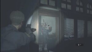 バイオハザードRE2の動画で起こった！驚いた反動でナイフをさしちゃった！そして最後冷静になってヘットショットをキメる。