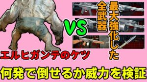 バイオハザードRE4 エルヒガンテのケツVS最大強化した全武器　何発で倒せるか威力を検証